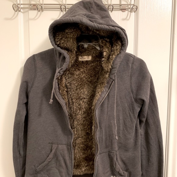 hollister fur hoodie